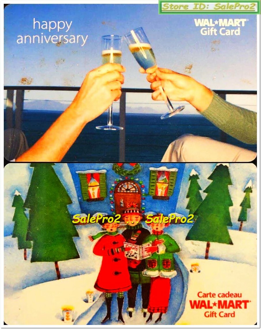 2x WALMART CHRISTMAS CAROL HAPPY ANNIVERSARY CHEERS COLLECTIBLE GIFT CARD LOT