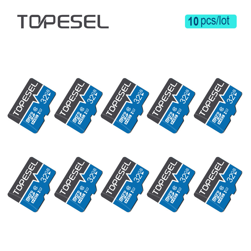 TOPESEL Ultra Micro SDHC 32GB 10PCS SD Card Memory Cards TF Cards C10 High Speed