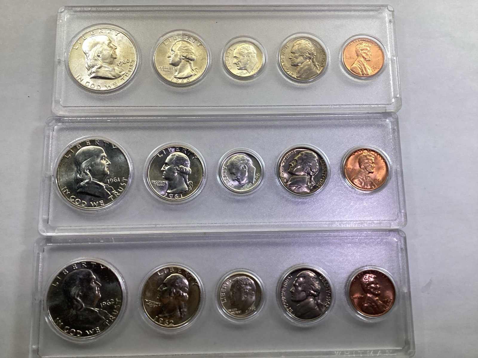 1960 D, 1961 P, 1962 D US Mint Uncirculated 90% Silver Sets-010326 17trk