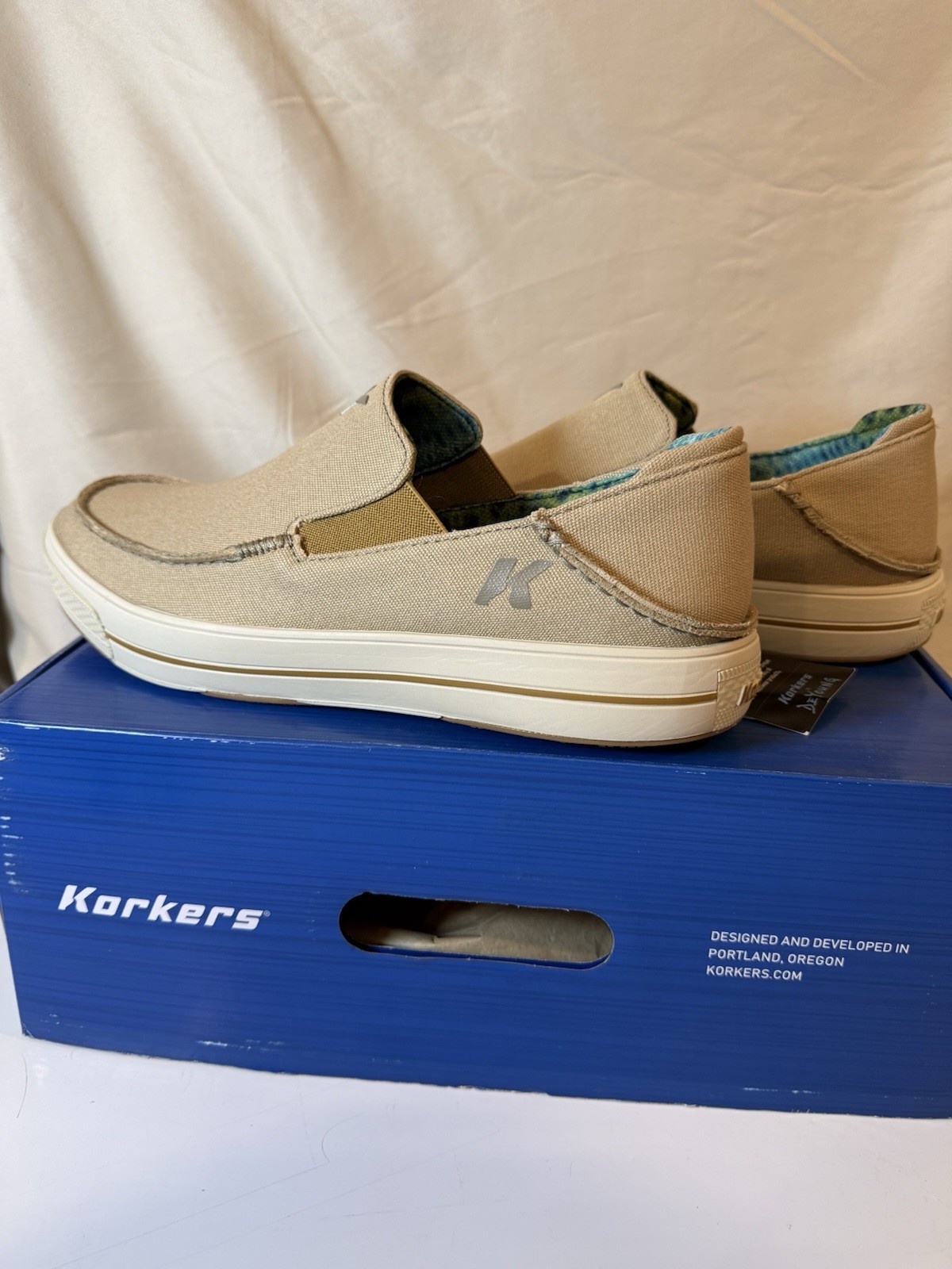 Korkers Men's Fish Moc Bass w/Fixed Kling-On Deck Soles Tan Size 12