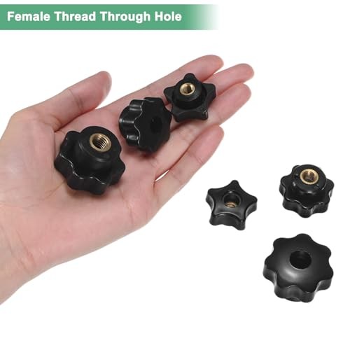 -Pack 5 Star Knobs, M6 Female Thread 31mm Five-Pointed Head Through M6x31mm 4