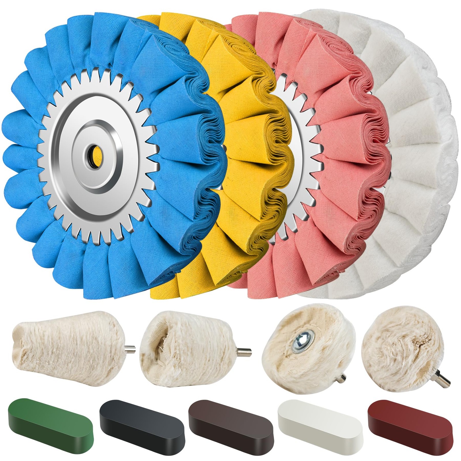 Konvixon 13PCS 8" SShape Airway Buffing Wheel Kit,16Layer Aluminum Metal Poli...