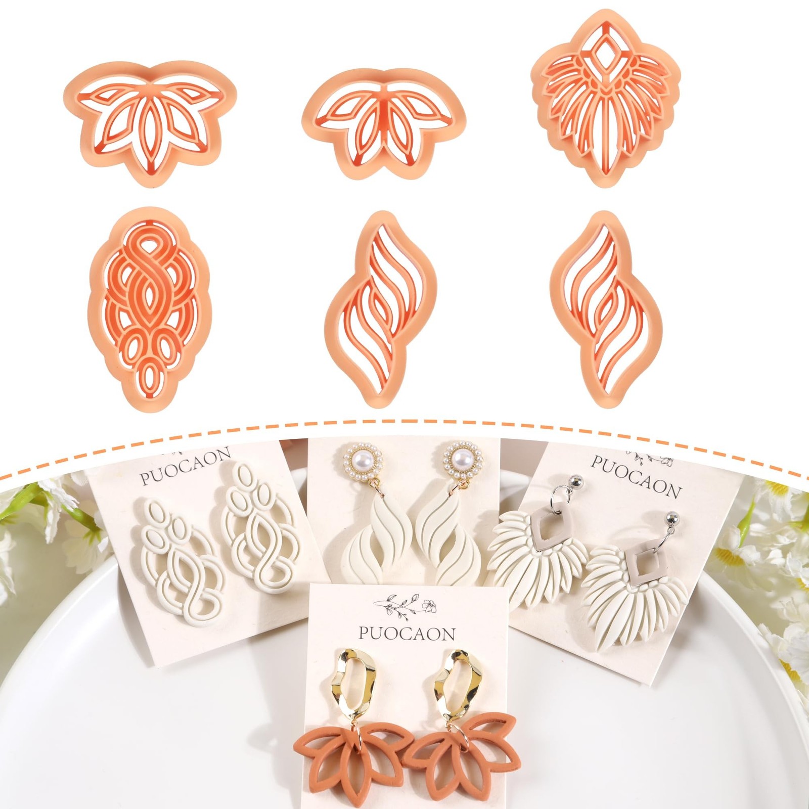 Puocaon Boho Polymer Clay Cutters - 6 Pcs Knot Macrame Design Clay Cutters fo...
