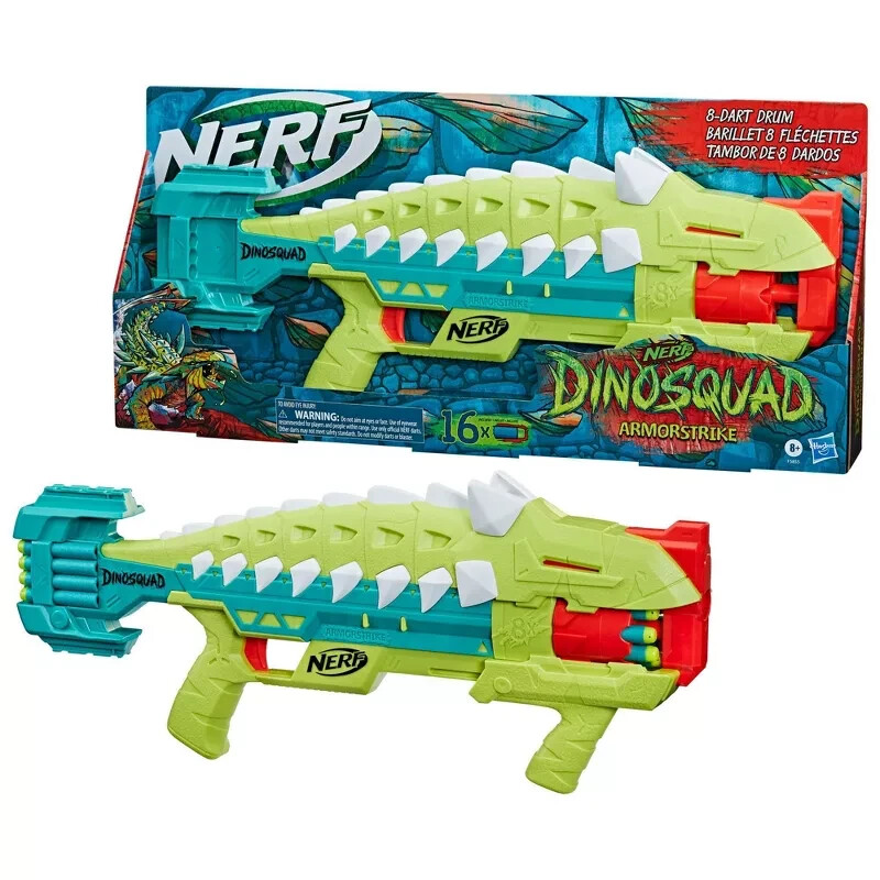 Nerf DinoSquad Armorstrike Dart Blaster, 16 Nerf Elite Darts 8+