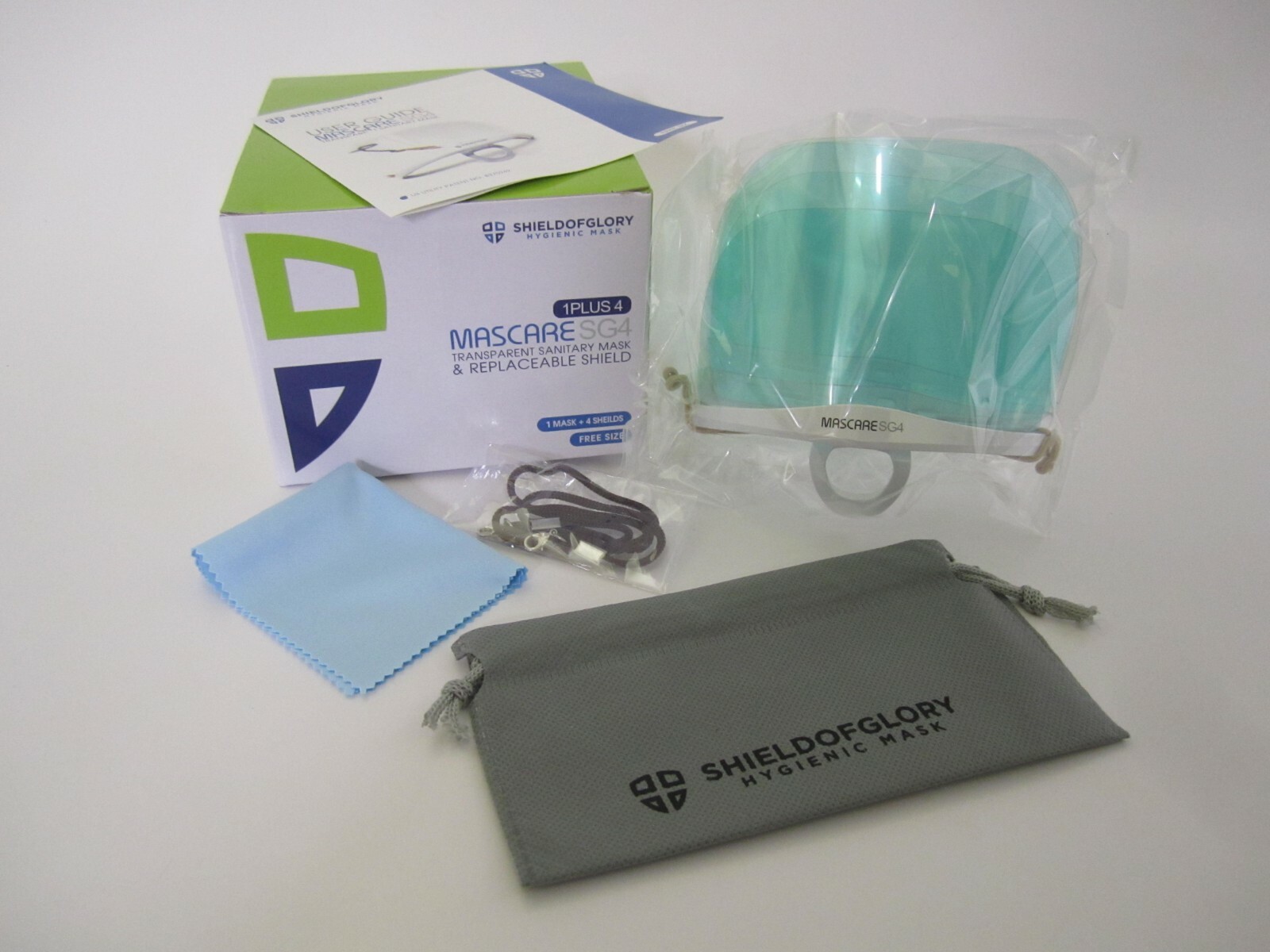 SHIELDOFGLORY Mascare SG4 Transparent Sanitary 1 Mask Plus 4 Shields