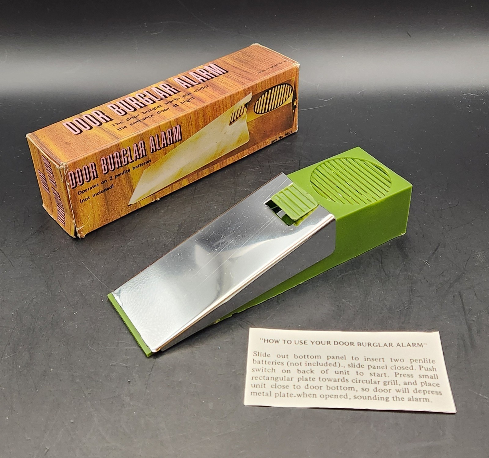Vintage 1970s Green Door Wedge Burglar Alarm w/ Original Box Hong Kong