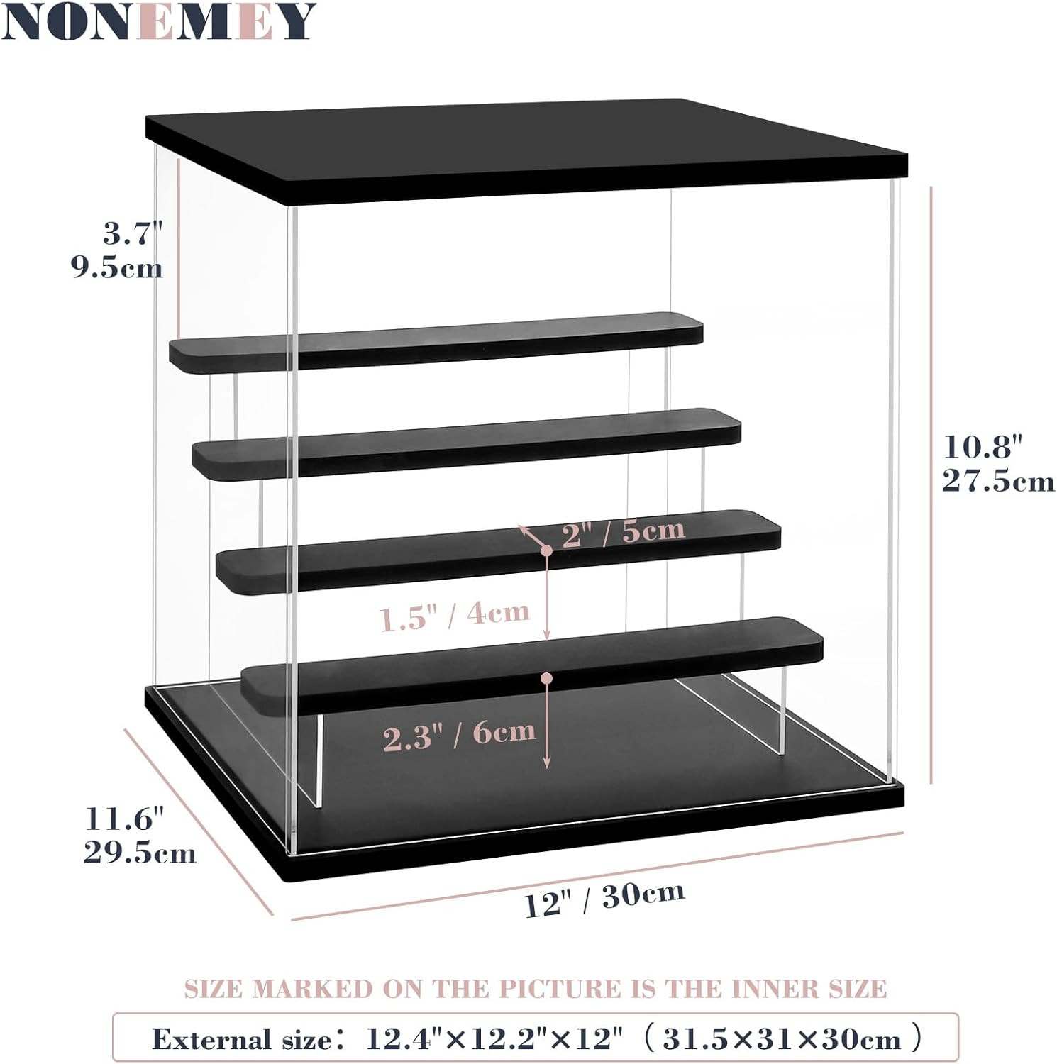 Clear Acrylic Display Case Stand with LED Light 2/3/4/5/6 Tier Storage Box Showc