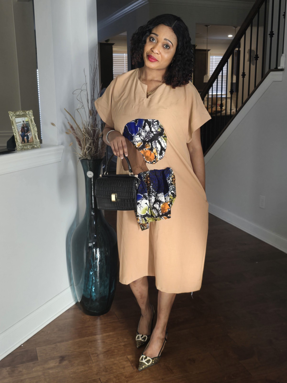 African Queen Head  Mid Dress