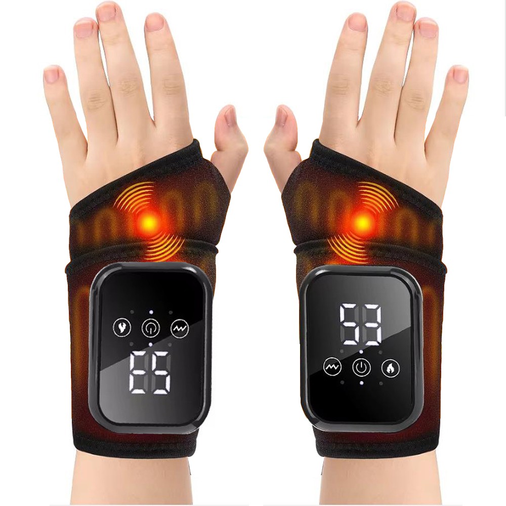 2x Cordless Hand Wrist Massager Pain Relief w/3 Heat Levels & 3 Vibration Modes