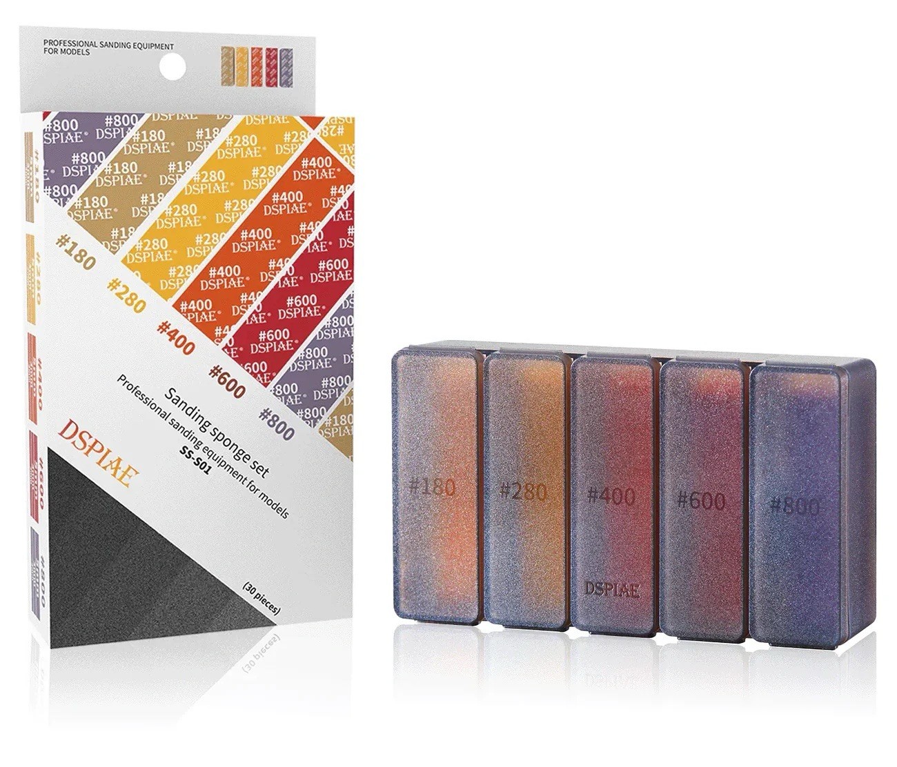 Dspiae #SS-S01 Sanding Sponge Assortment 180-800 Grit (30 Pc) 5923