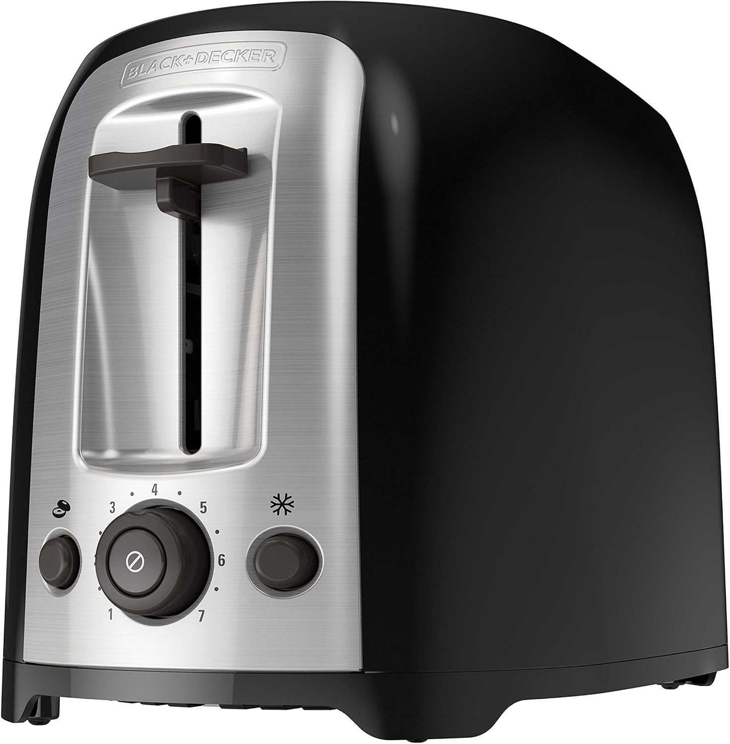 BLACK+DECKER 2-Slice Toaster Extra-Wide Slots Bagel Mode 7 Shade Settings Silver