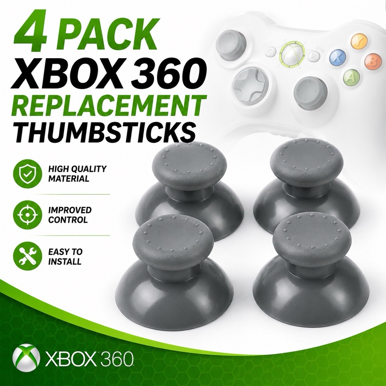 4 xbox 360 replacement thumbsticks Gray