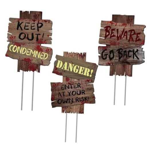 Outdoor Yard Signs for Halloween - 3 Pieces 12"x9" - Halloween Decorations