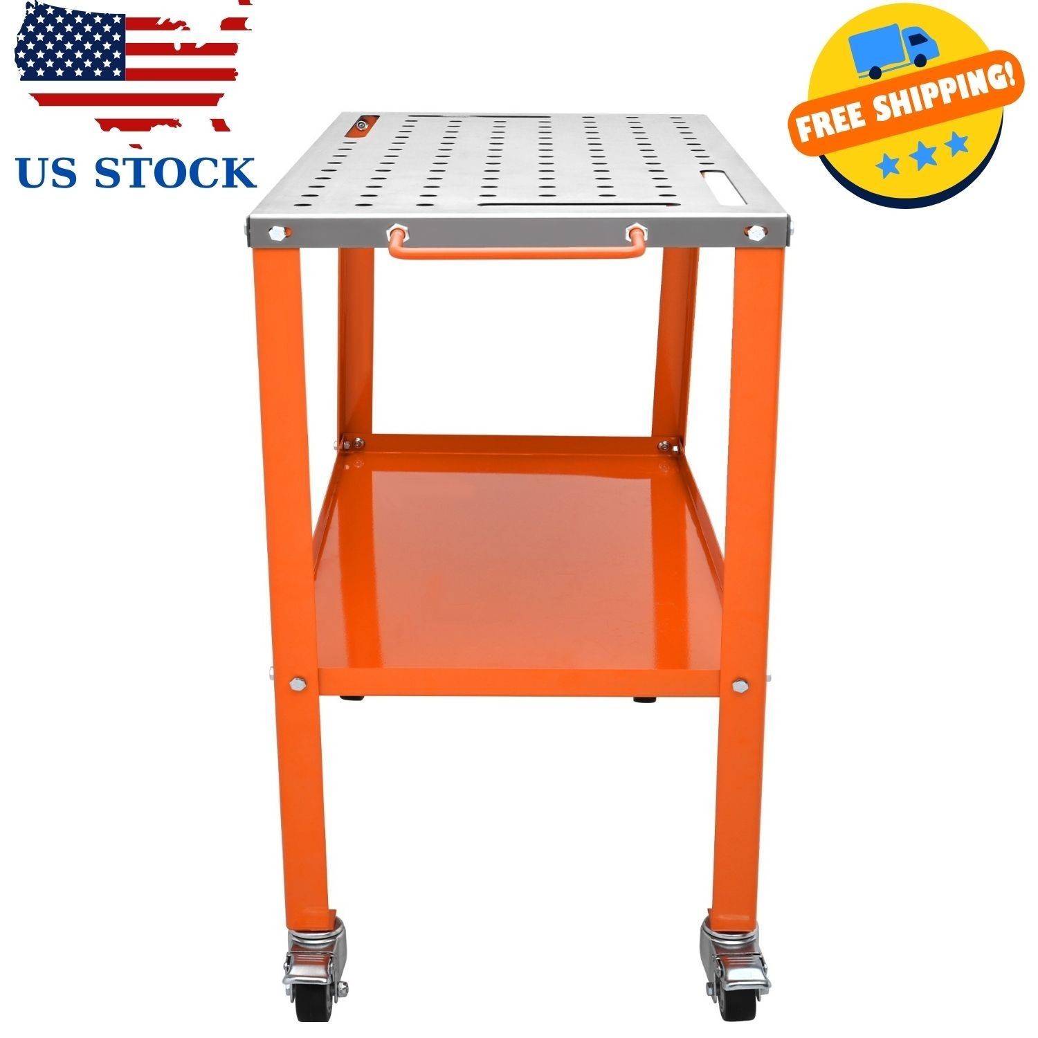36" x 18" Steel Welding Table, 1200lbs Capacity Workbench with Wheels