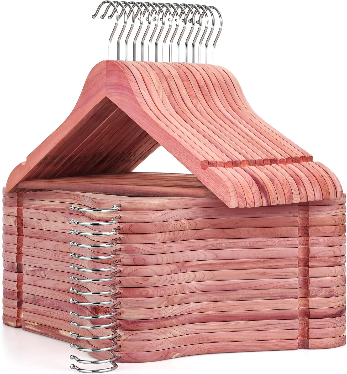 American Red Cedar Wooden Hangers 30 Pack, Clothes Hangers for Closet, Wood Suit