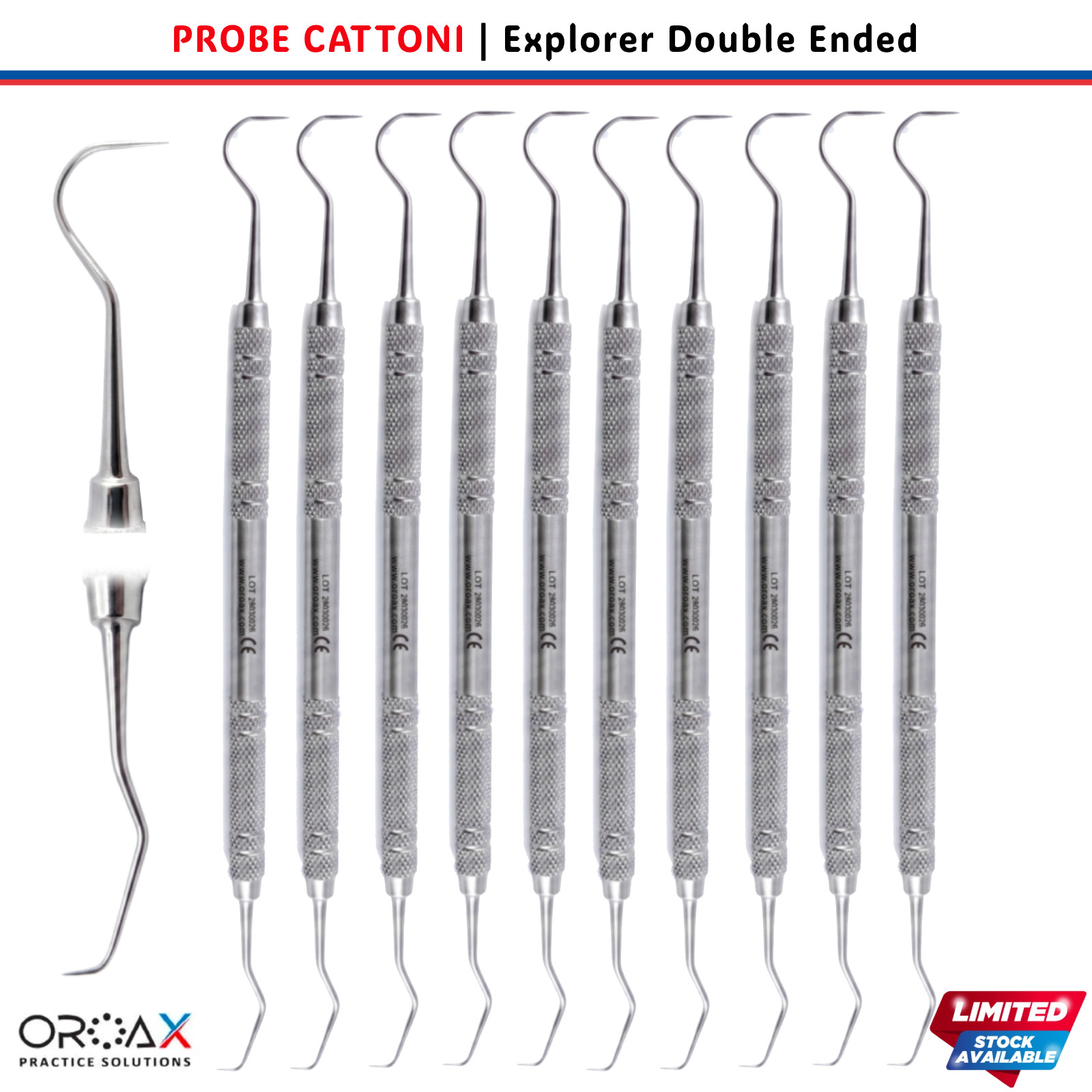 OROAX Dental Explorer Cattoni Endodontic Explorer Pick | Periodontal Diagnostic