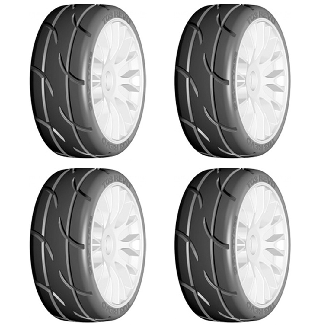 GRP GTJ03-XM7 1:8 GT T03 REVO XM7 Medium Hard Tires w/ 20 Spoked White Wheel (4)