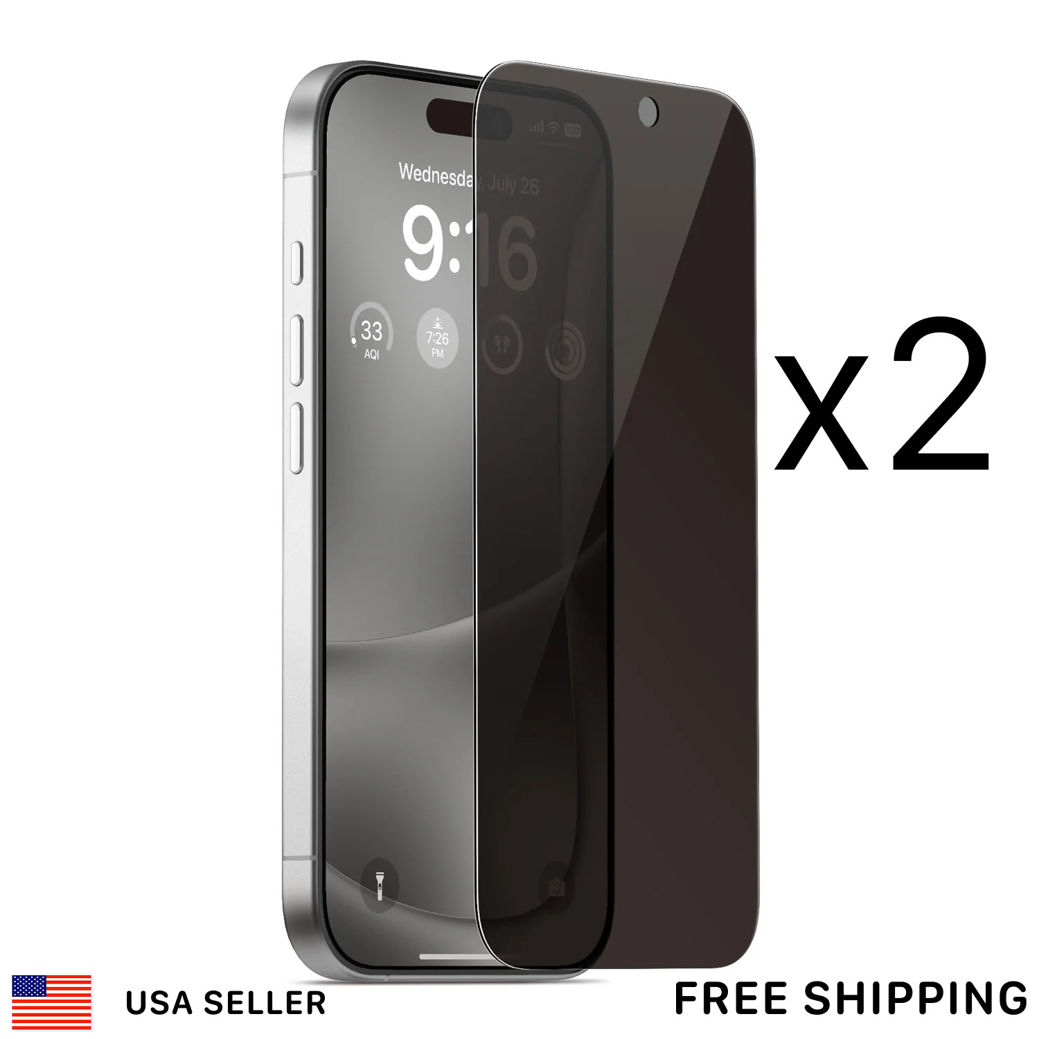 For iPhone 16 Series Screen Protector Private Glass, Pro, Pro Max, Plus, 2 pcs
