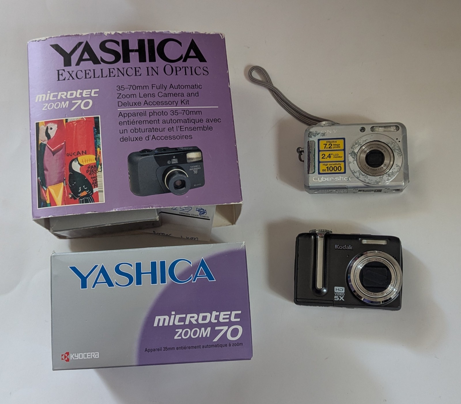 Digital and Film Camera Parts Lot Yahica Zoom, Kodak Easyshare, Sony Cybershot