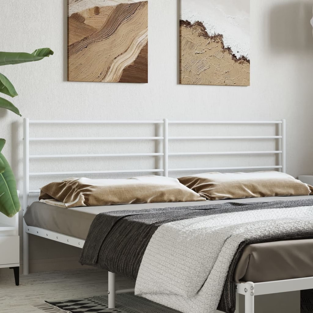Headboard White Powder-Coated Steel 76 in Durable Headboard