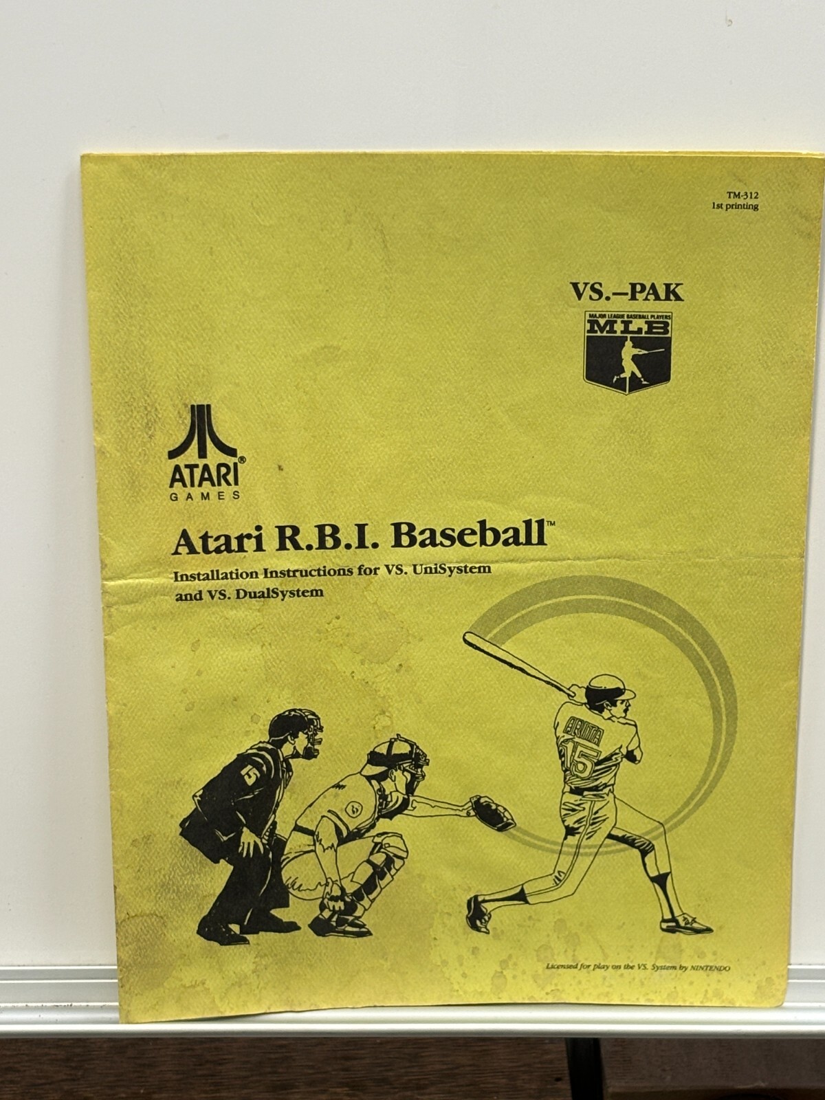 ORIGINAL-ATARI-R.B.I. BASEBALL-INSTALLATION INSTRUCTIONS