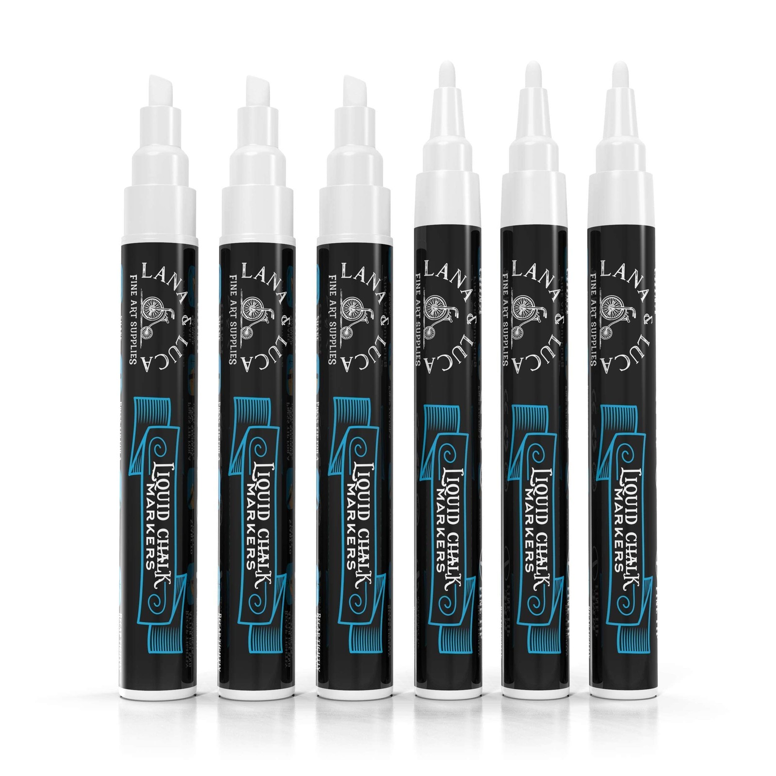 Liquid Chalk Marker Pen - White Dry Erase - 6 Count (Pack of 1),