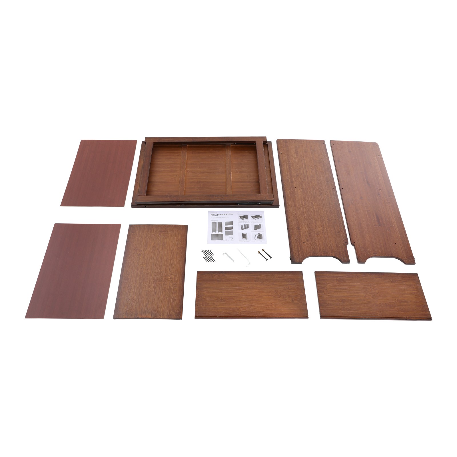 Folding Desk with Storage Shelves,Bookcase with Drop Down Table for Study Office