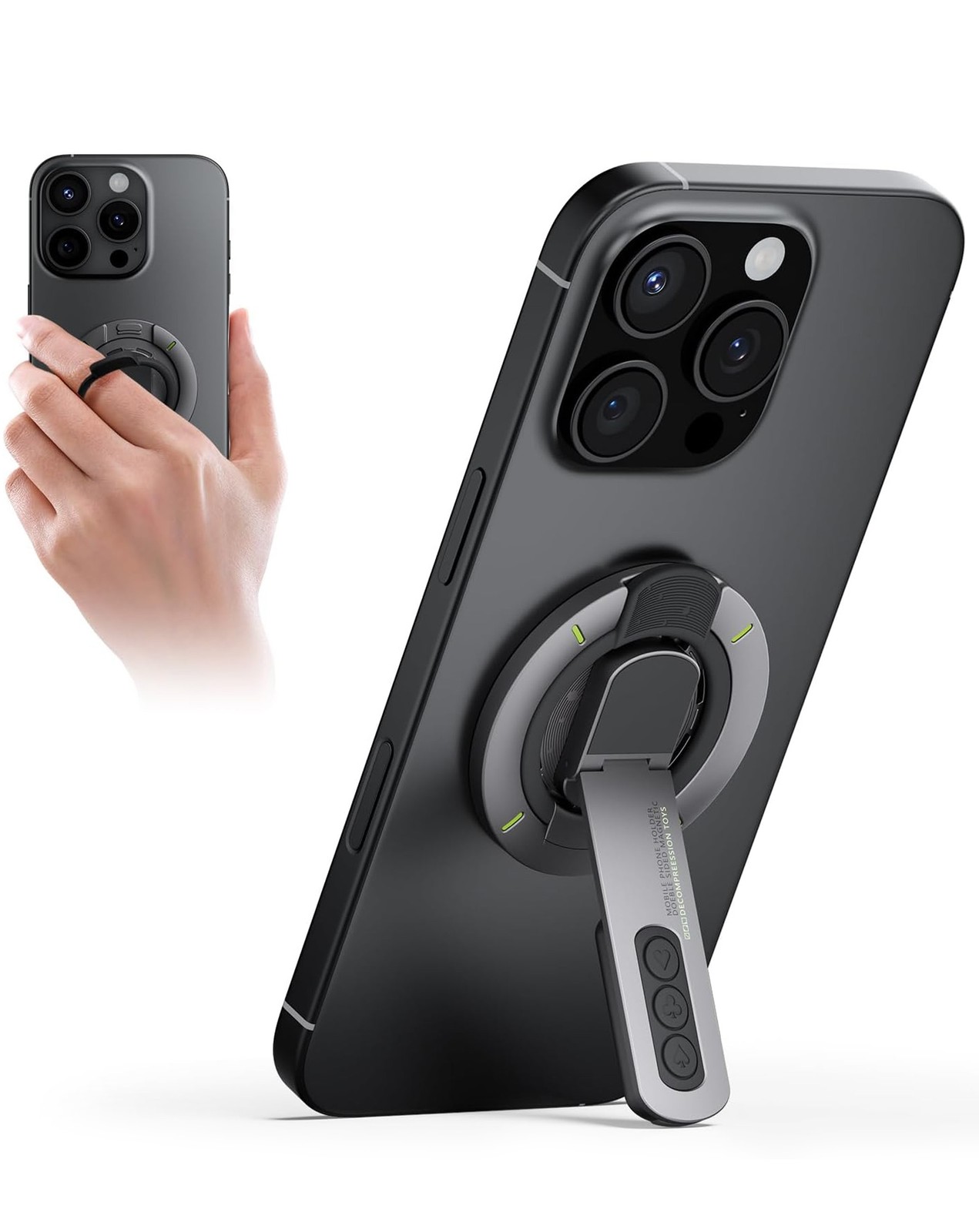 EVO Double-Sided Magnetic Phone Ring Holder and Stand - GRAY