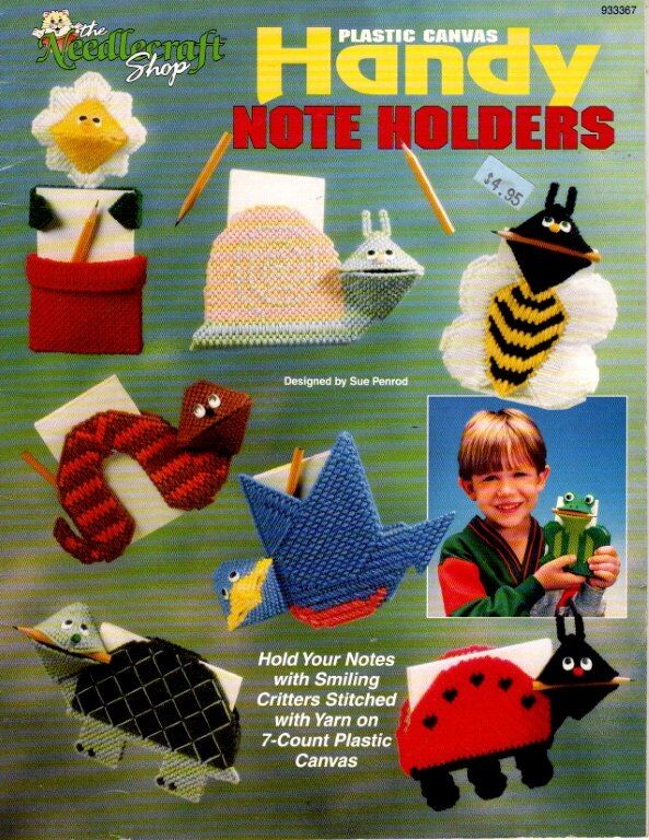 THE NEEDLECRAFT SHOP PLASTIC CANVAS HANDY NOTE HOLDERS 8 CRITTER DESIGNS