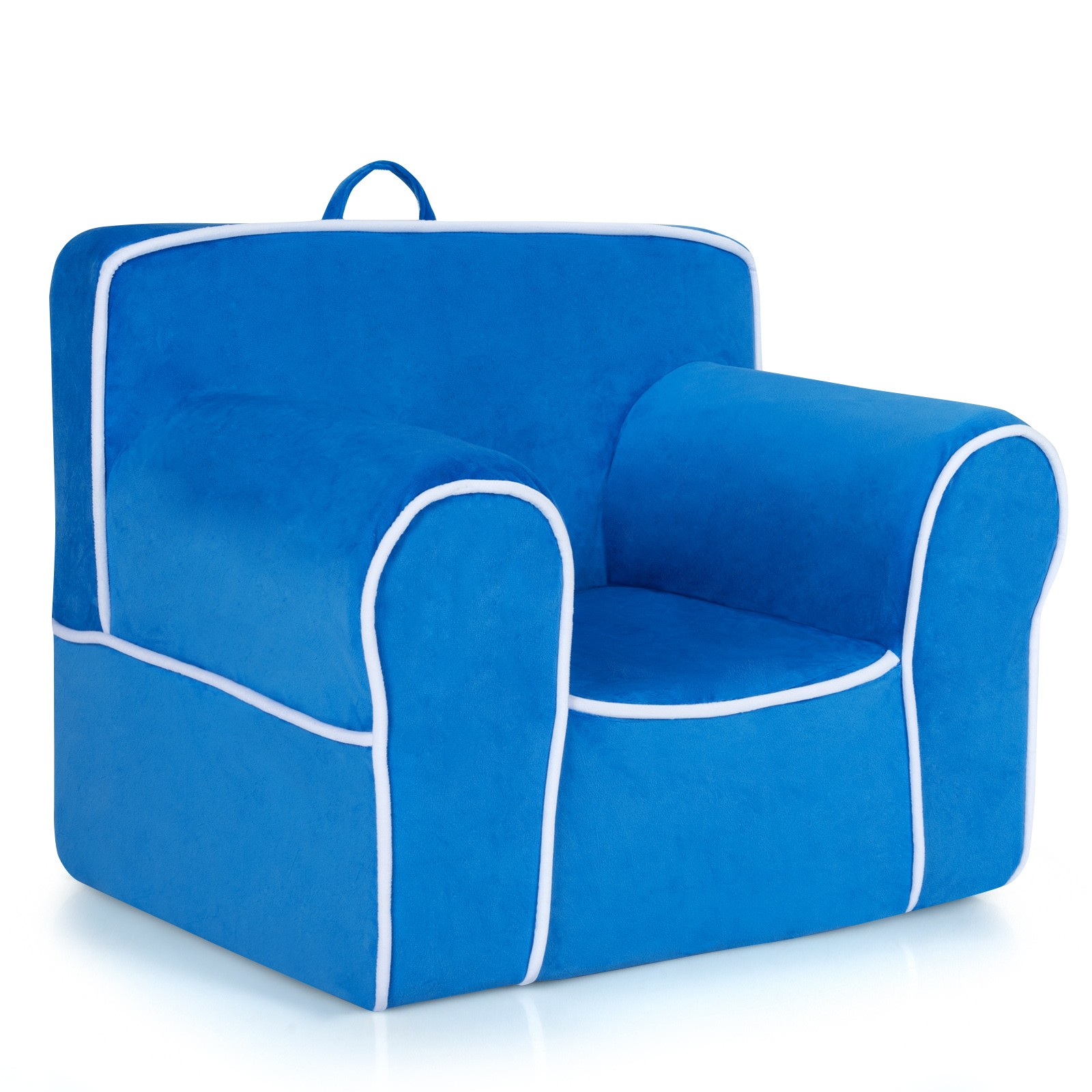 Foam Kids Sofa, Upholstered Kids Sofa  w/ Velvet Fabric Baby Perfect Gift Blue