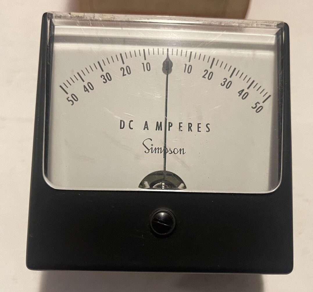 Simpson Model 1327 Panel Meter 50-0-50 DC amperes, Original Box