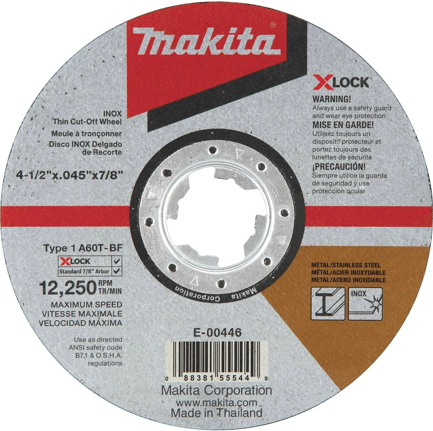 Makita E-00446 X-Lock 4-1/2" x .045" x 7/8" Type 1 General Purpose 60 Grit Thin