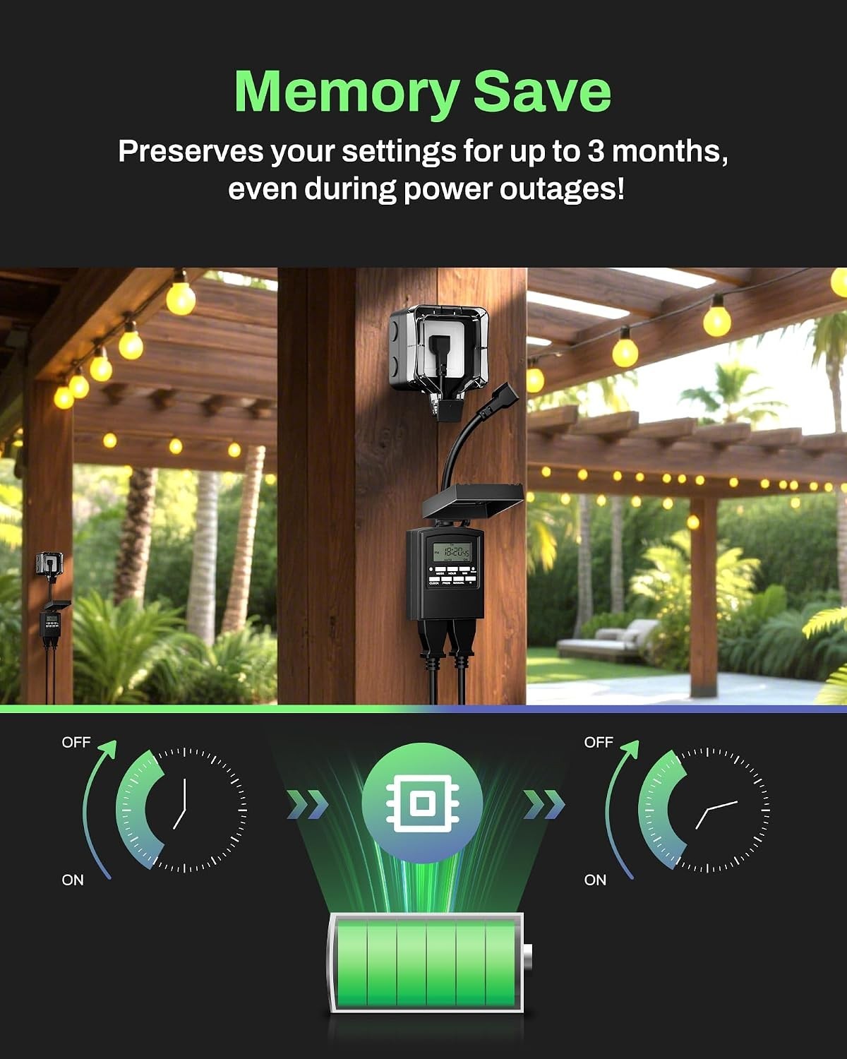 7 Day Outdoor Heavy Duty Digital Programmable Timer, Outdoor Timer Outlet Wat...
