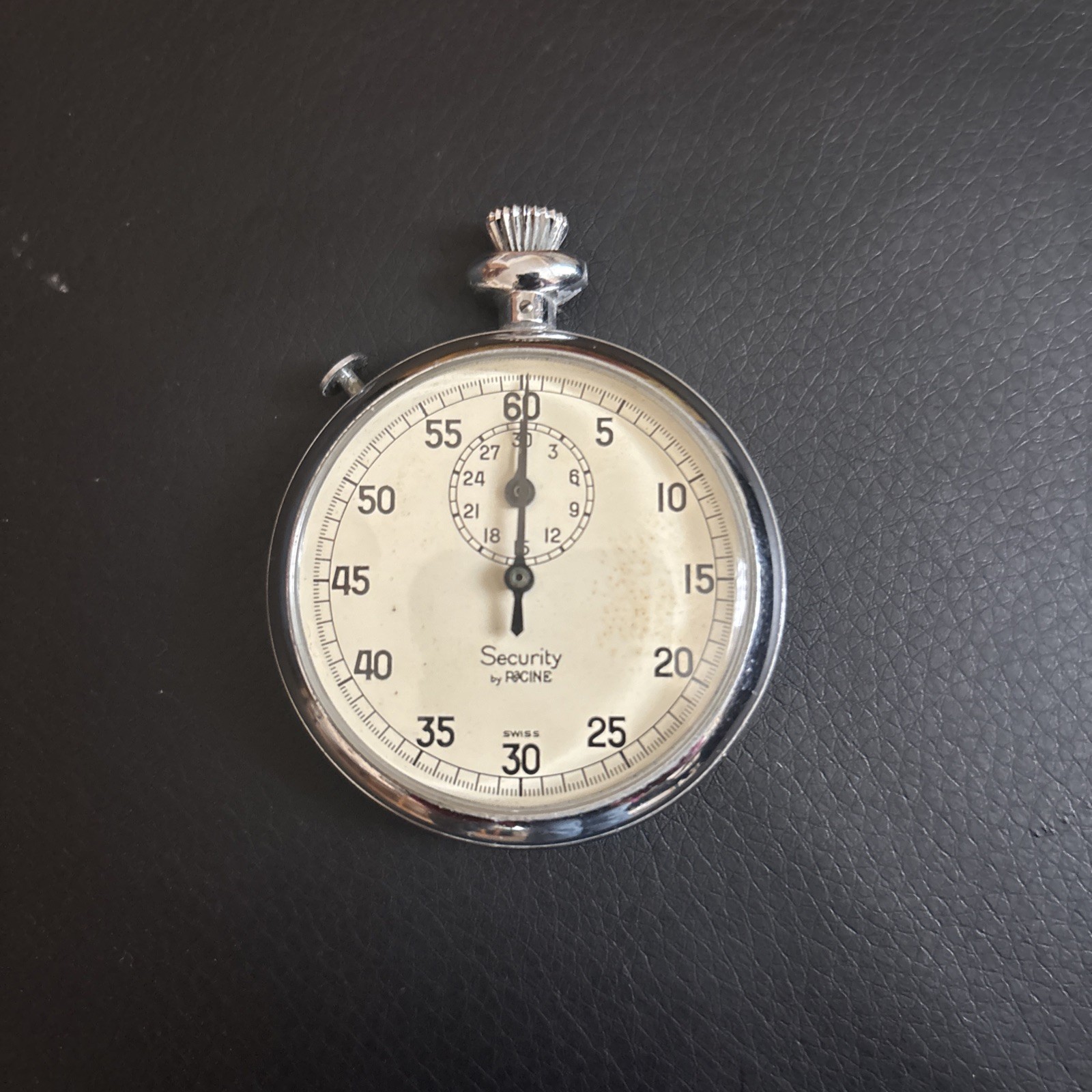 Swiss Made Security by Racine Mechanical Wind Up Stop Watch