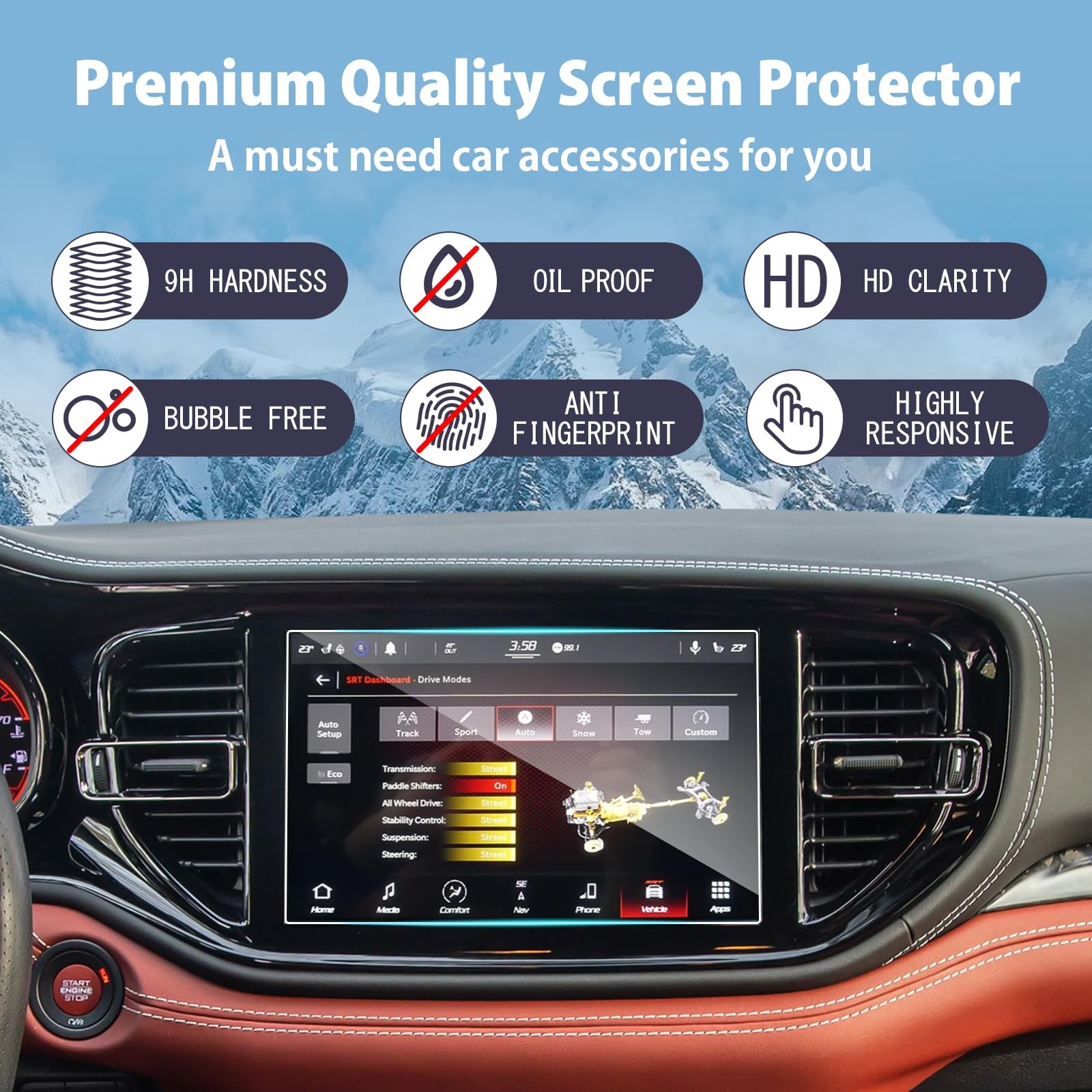 2025 2026 Durango Screen Protector for 2021-2026 Dodge 10.1-inch