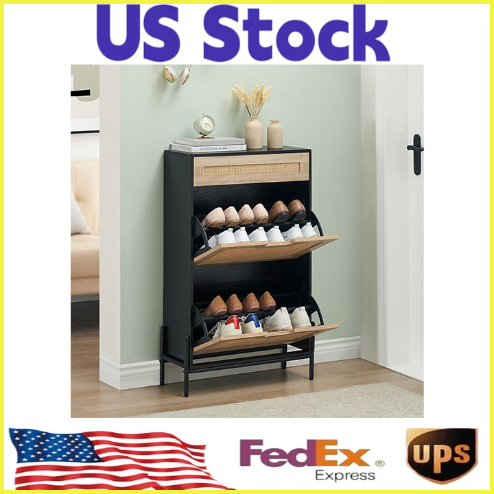 ✨Shoe Storage Cabinet with 2 Flip Drawers & 1 Drawer, Narrow Shoe Rack Cabinet