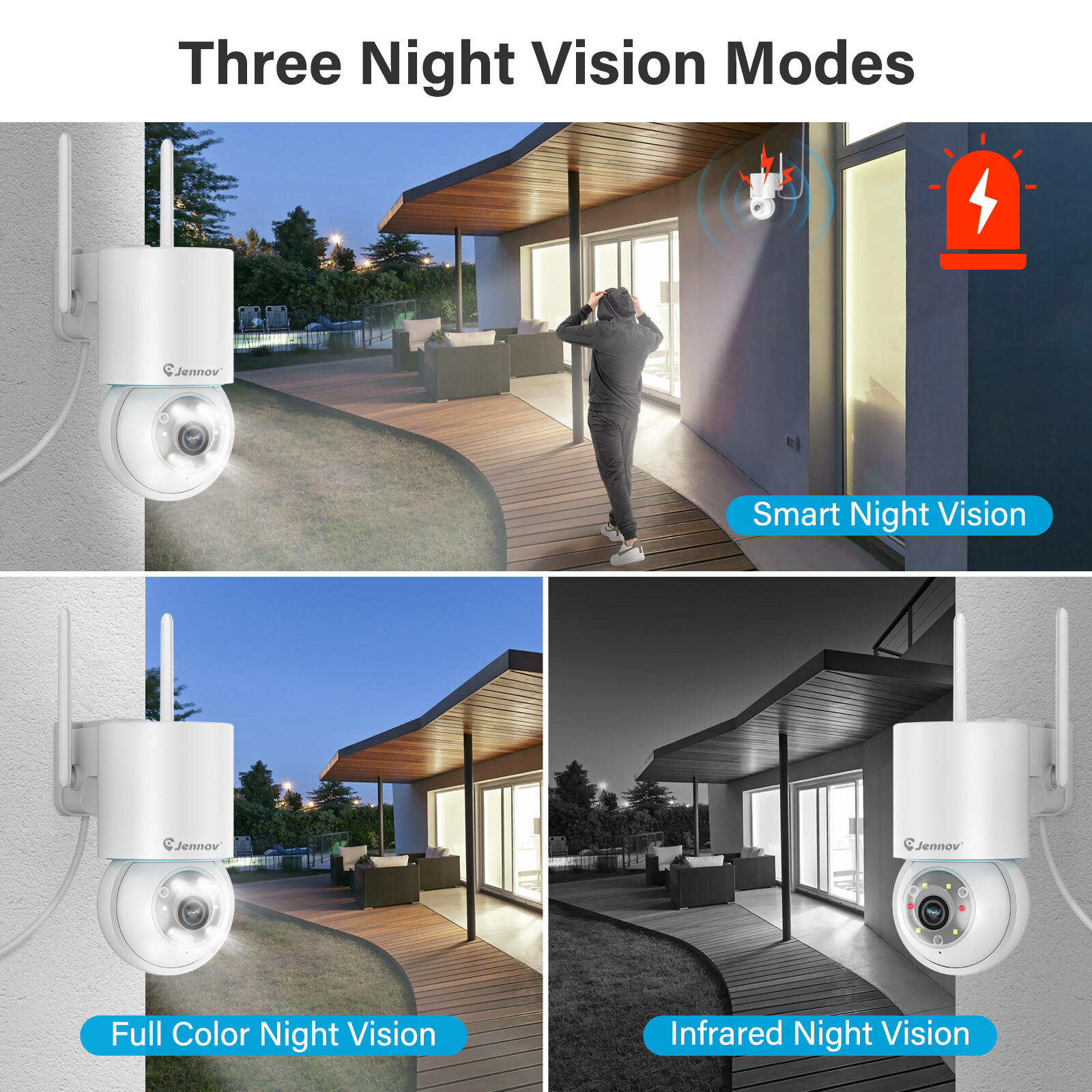 Jennov 10CH NVR 5MP Wireless Security Camera System WiFi Outdoor Audio PTZ 2TB