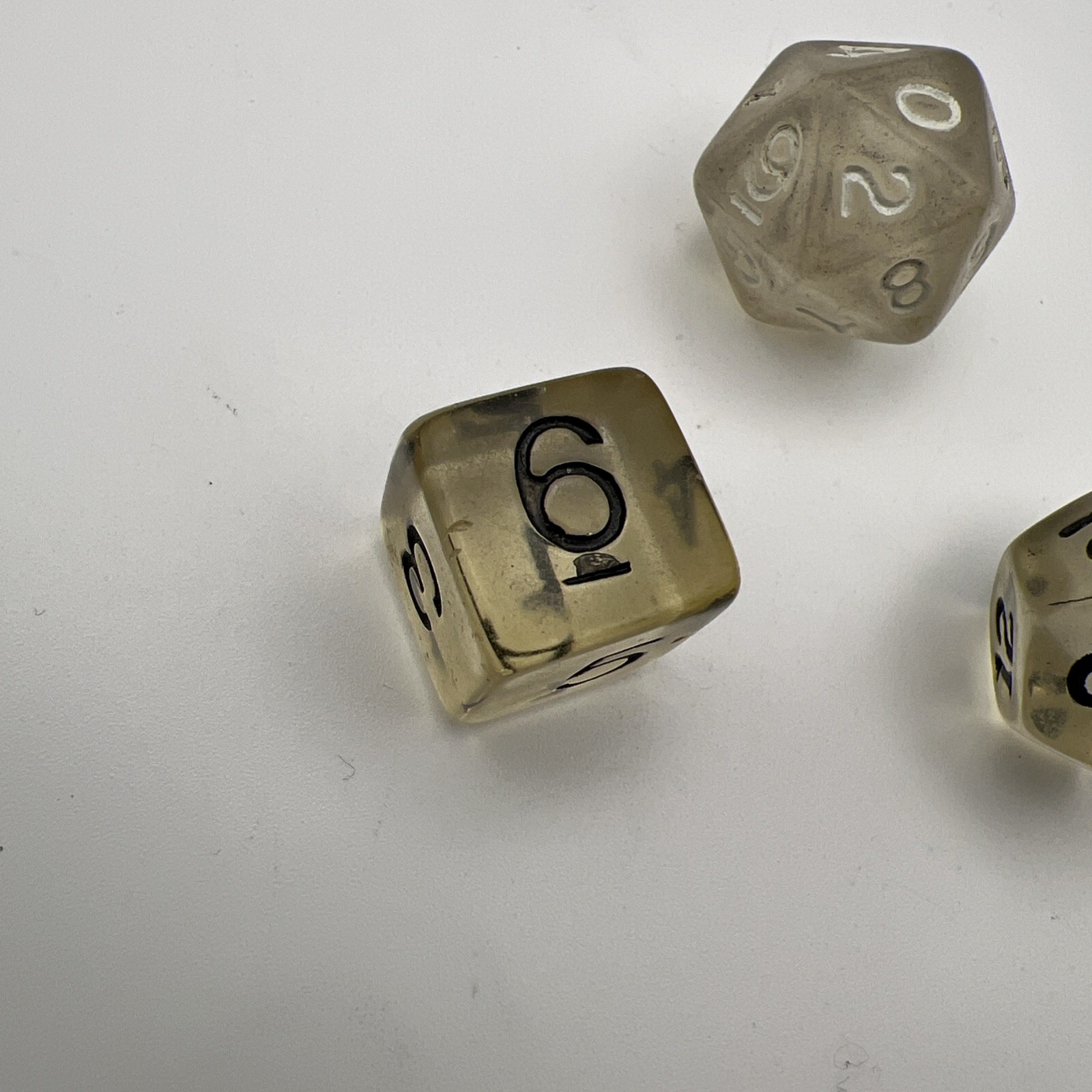 Translucent Smoke Gray Polyhedral Dice LOT D20 D10 D6 RPG DnD Dungeons Dragons