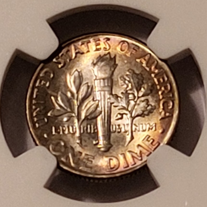 1958 D Roosevelt Dime MS67 NGC Nice Copper Toning