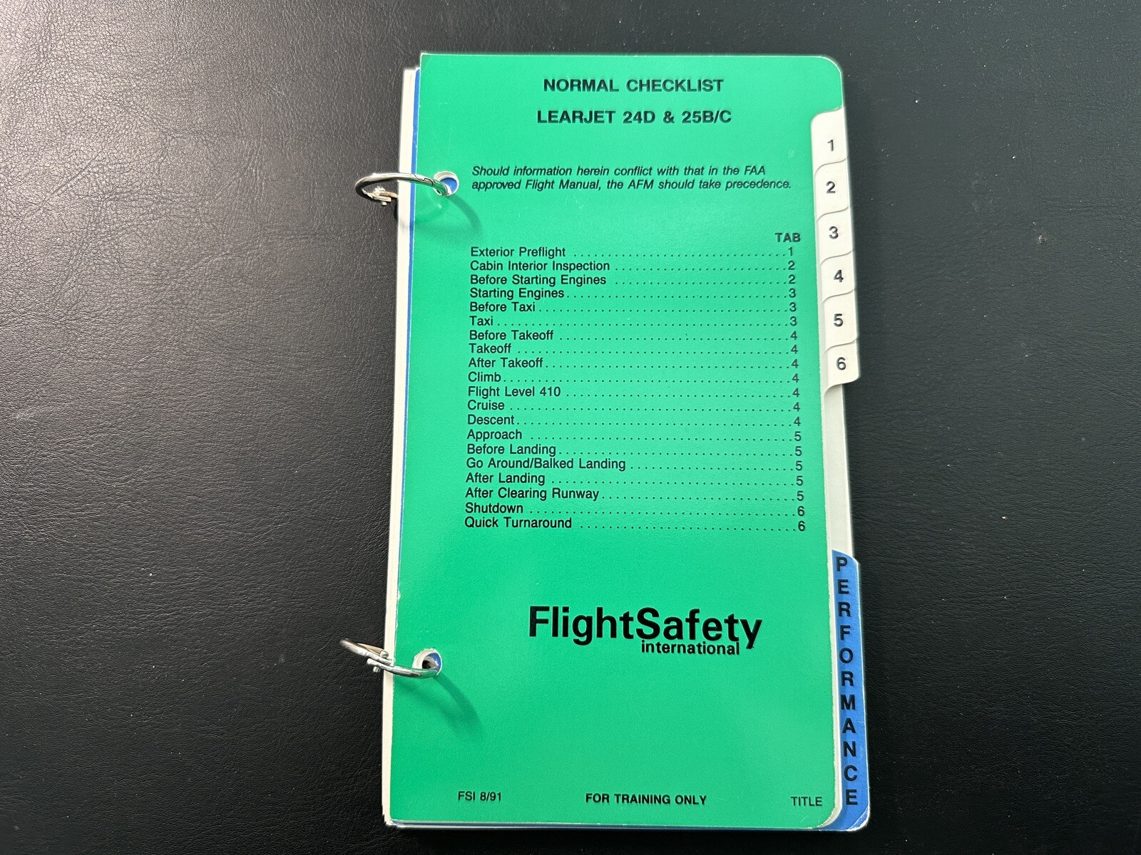 Learjet 24D and 25B/C Emergency/Normal Checklist 1991