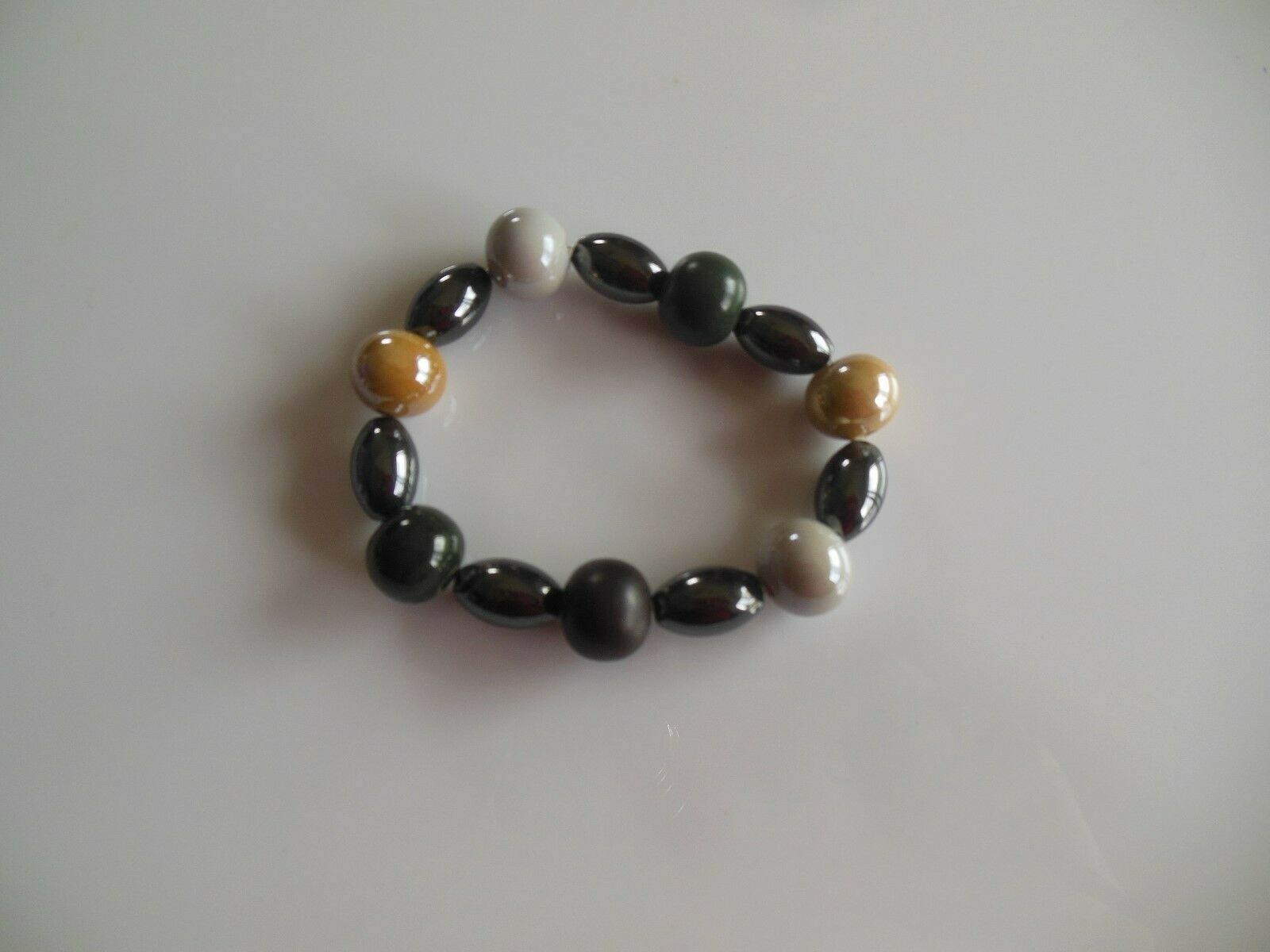Hematite/Glass Beaded Stretch Bracelet