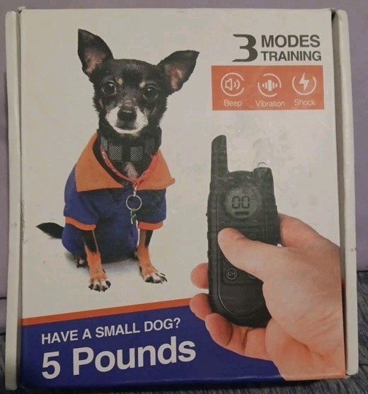 Small Dog Bark Training Collar Sound Vibrate, 5-10 Pounds W Remote (Open Box)