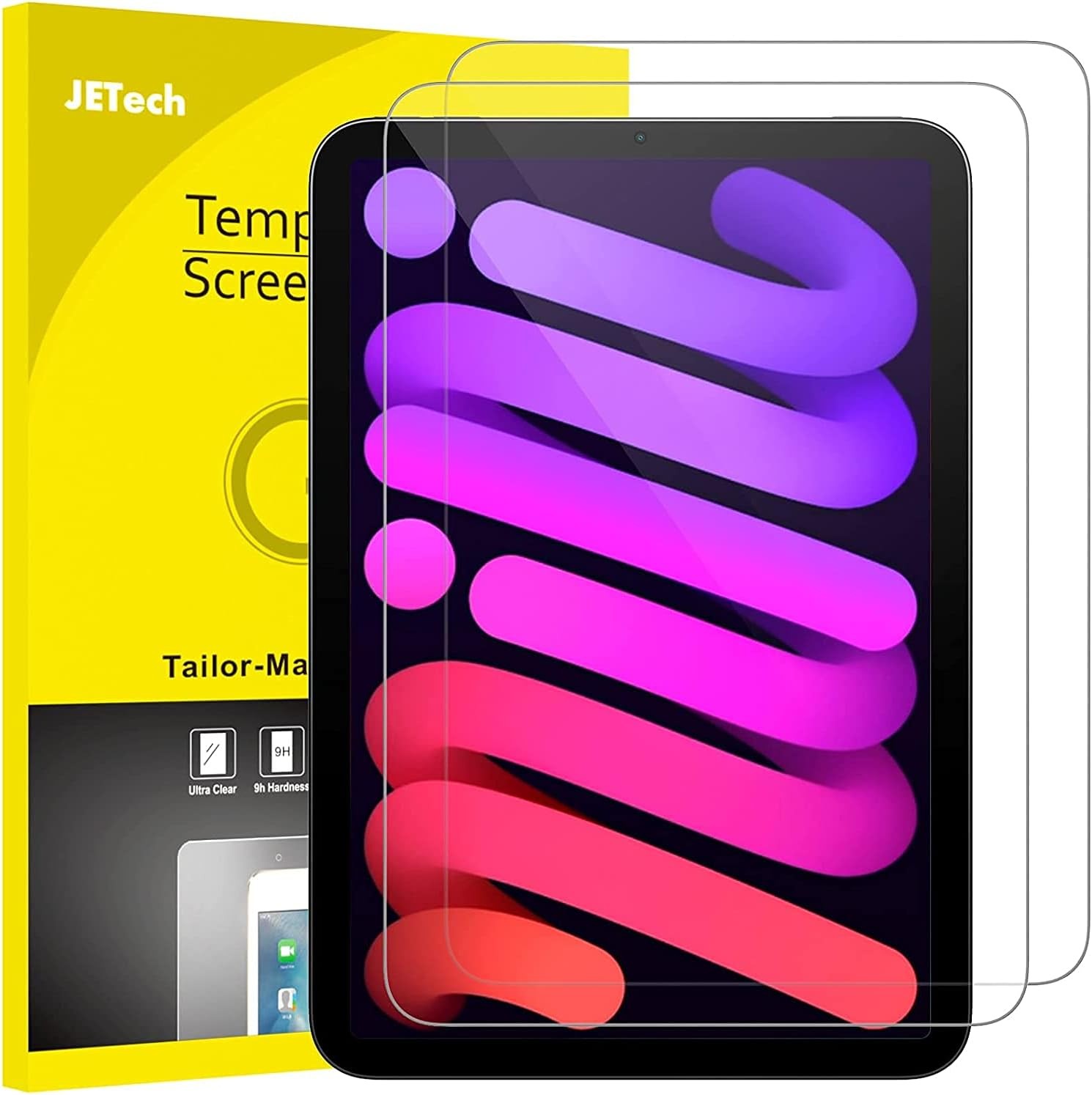 JETech Screen Protector for iPad mini (A17 Pro, 2-Pack, Transparent/Green
