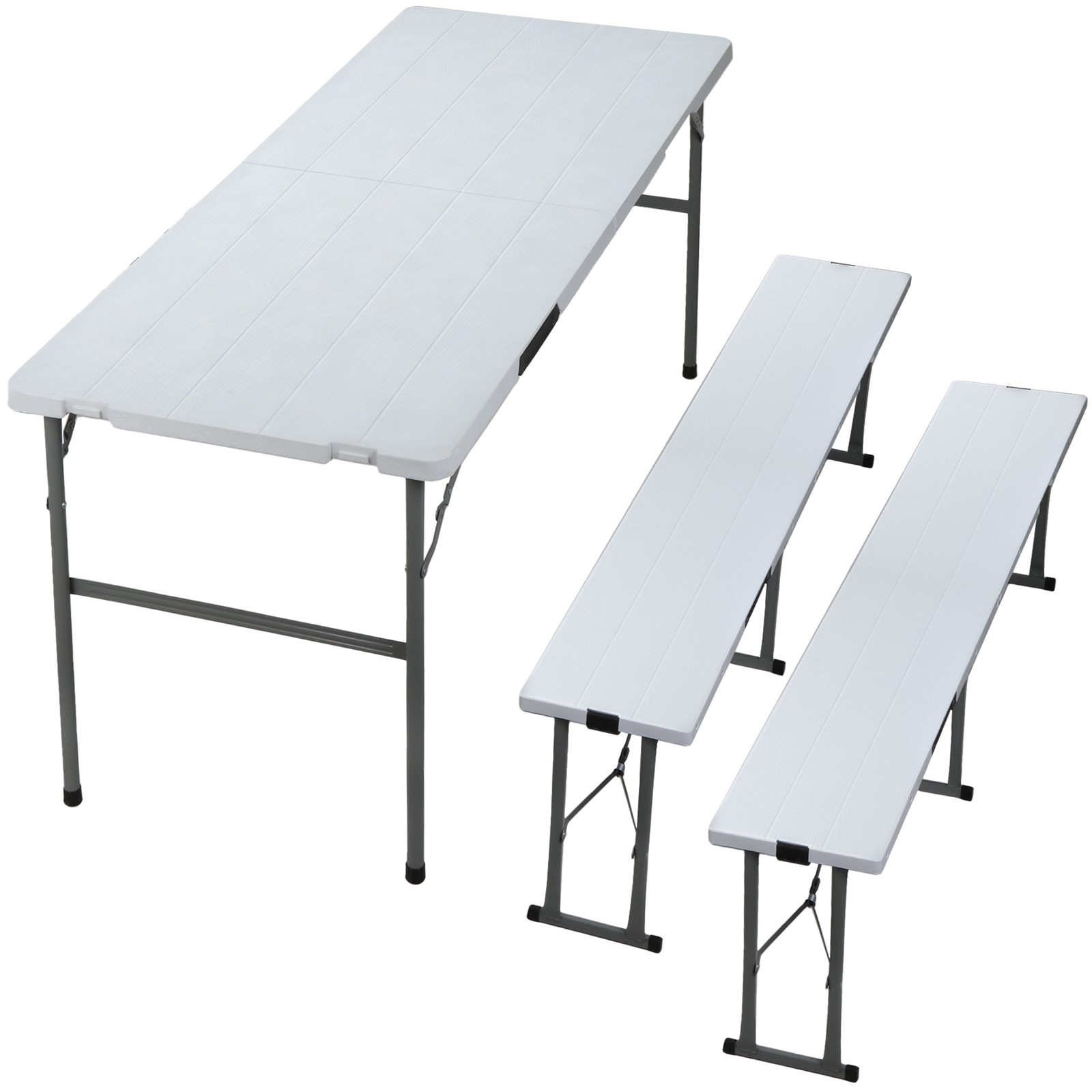 Compact Foldable Picnic Table with Storage Benches Weather Resistant HDPE Table