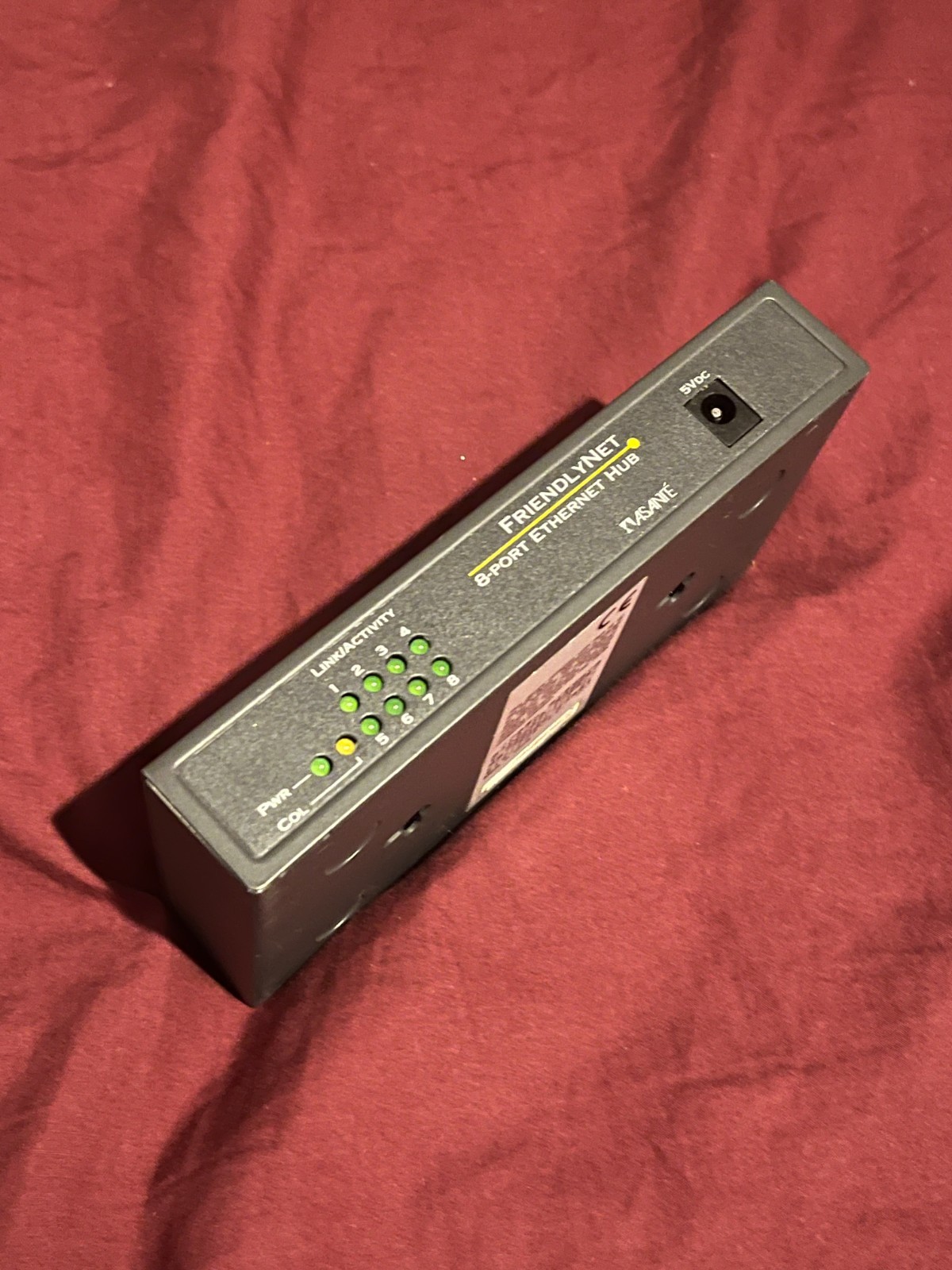 Asante FriendlyNet 8-Port Ethernet Hub (no AC Adapter) Tested/Working