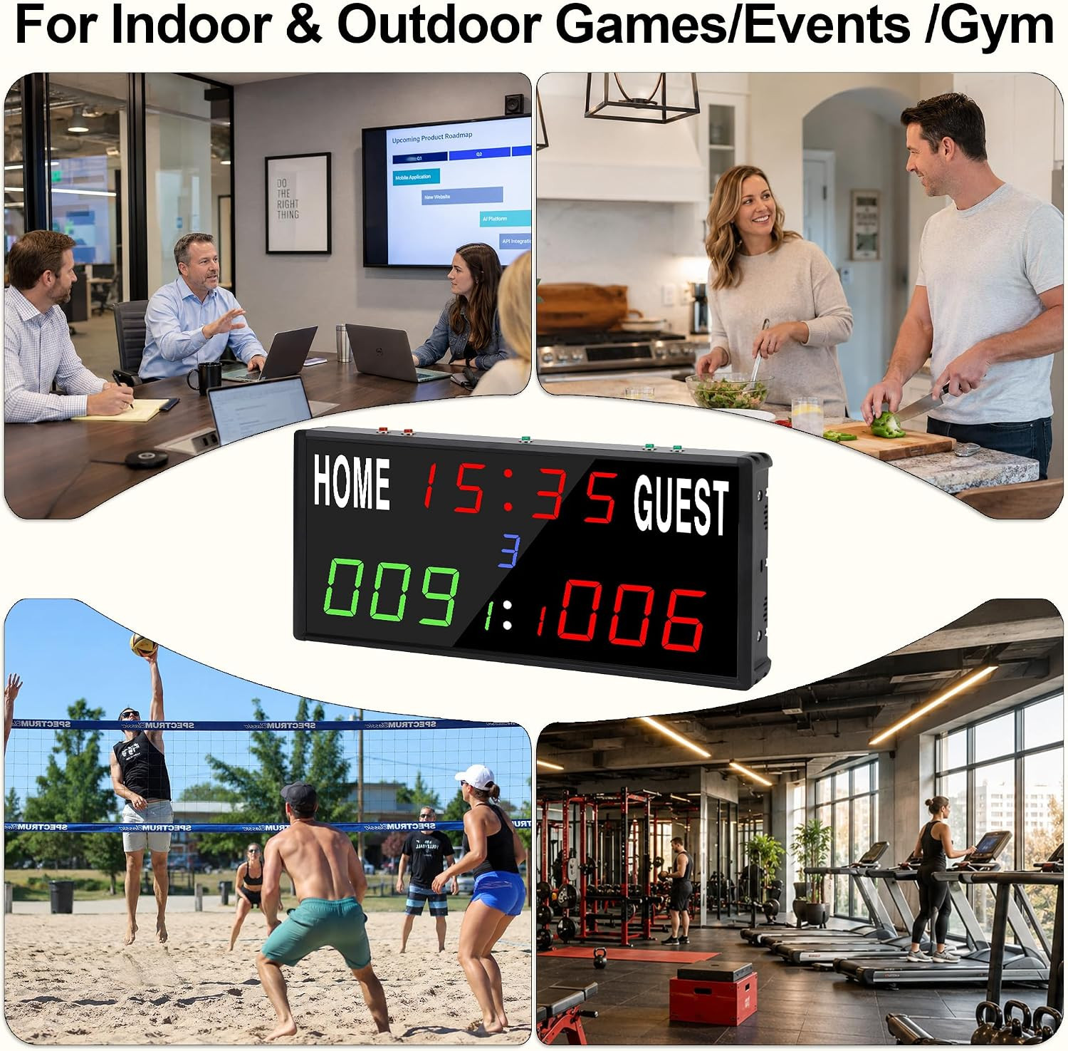 LED Electronic Scoreboard Digital Score Keeper with Remote/Timer/Shot Clock | Ba
