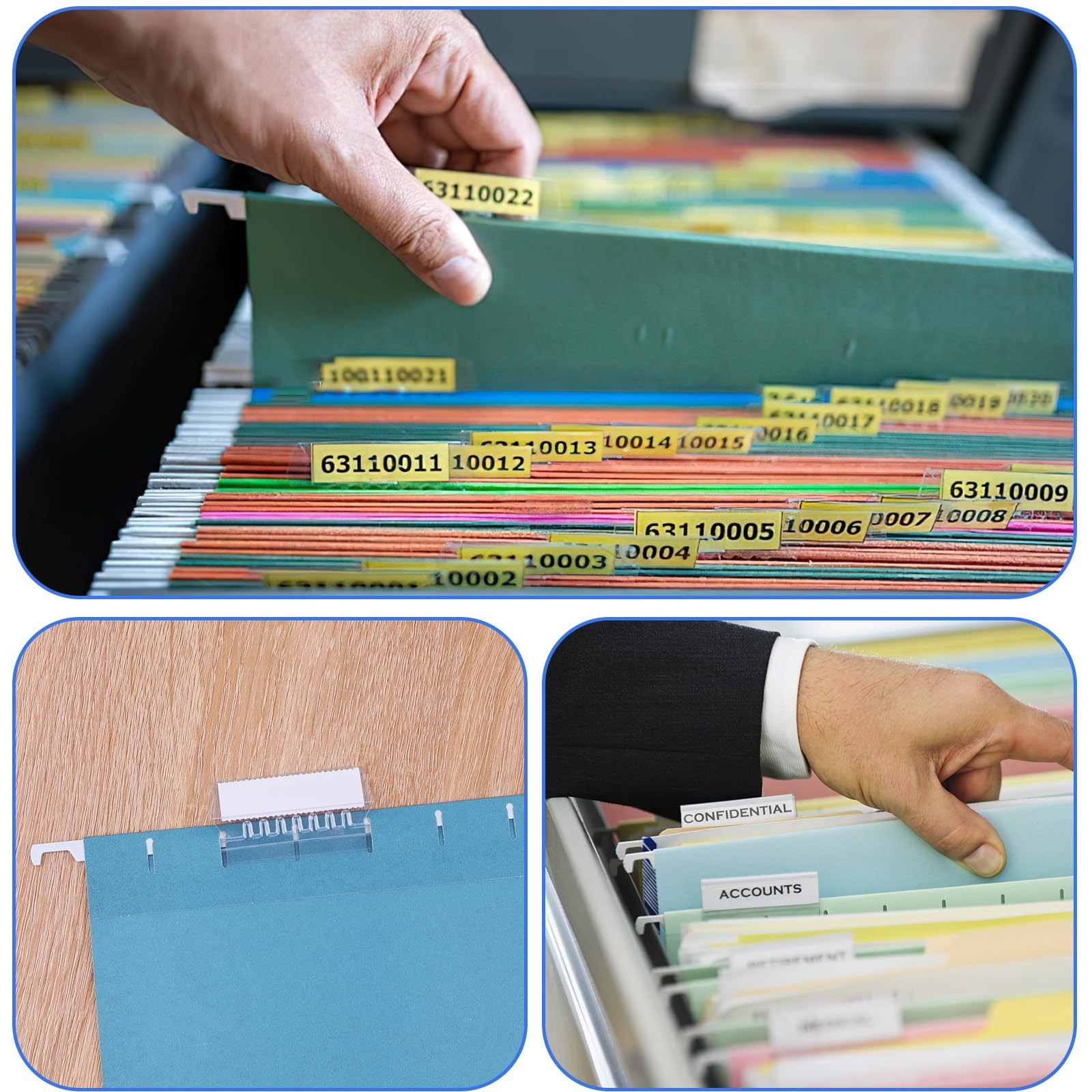 Hanging File Folder Tabs, 120 Pcs File Folder Tabs and 200 Pcs Inserts, File ...