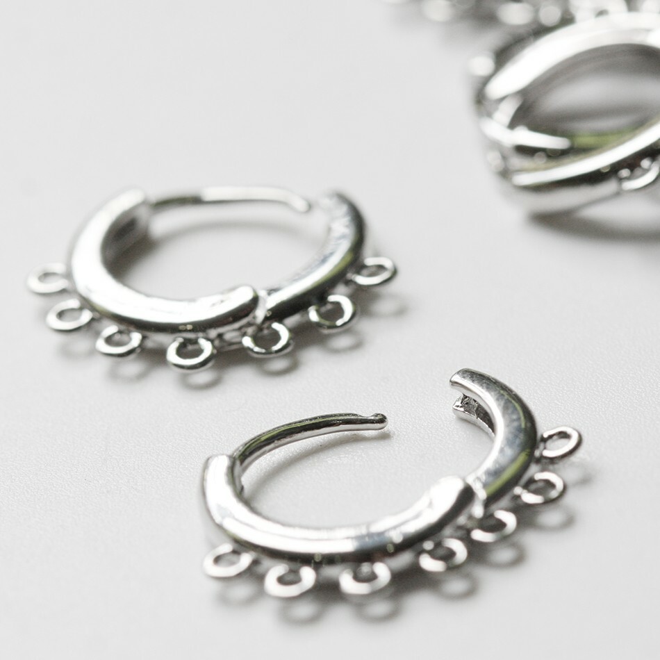 2 Pieces White Gold Tone Brass Earring Finding with 7 Holes - 19x16mm (4498C)