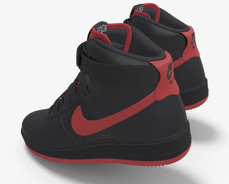 Nike Air Force 1 High Leather Black Red Swoosh All Sizes New Classic Boot