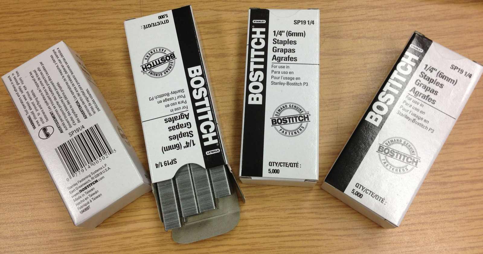 Lot of 4 boxes of Stanely Bostitch P3 Staples 1/4" (6mm) for Compatible Staplers